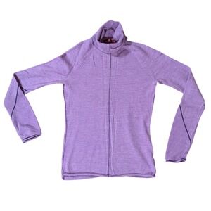 Krimson Klover Sweater Women M Purple 100% Wool Turtleneck Pointelle Knit Top